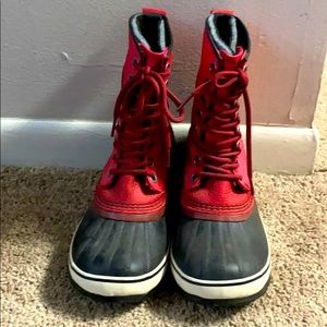 Red Sorel Winter Boots with cold weather insert